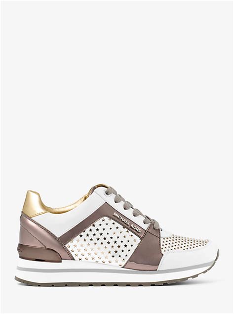 Billie Perforated Metallic Trainer .